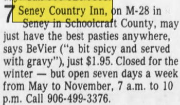 Lockes Motel & Restaurant (Seney Country Inn) - Feb 1983 Mention